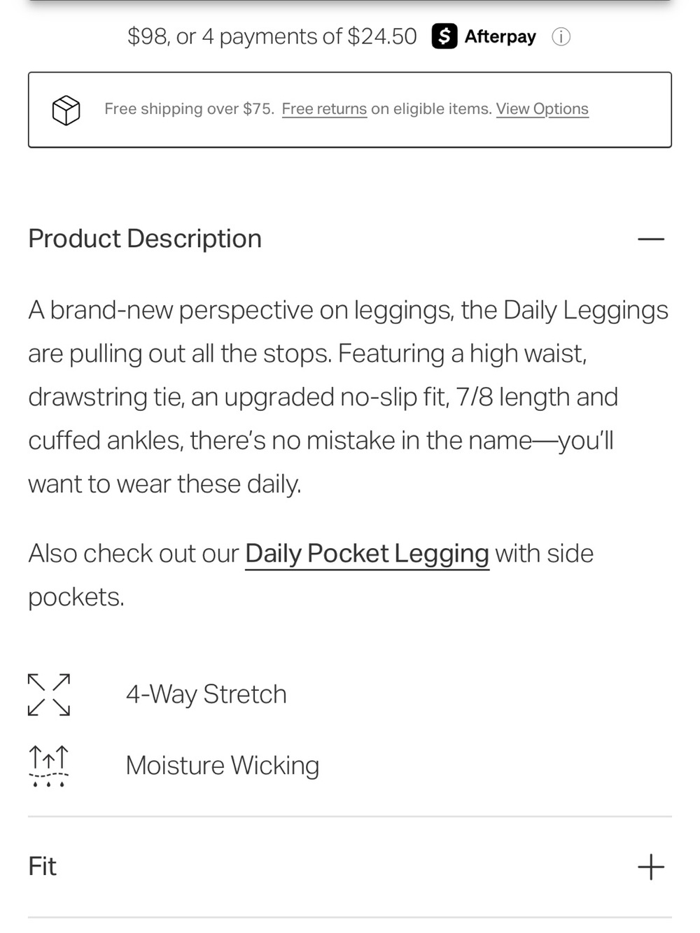 Vuori Daily Leggings-black-S-NWT - Picture 5 of 5